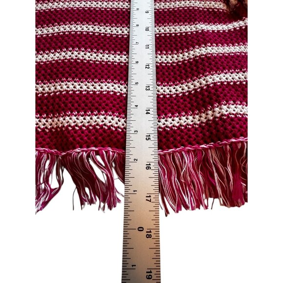 MSGM Milano Women's Knit Cropped Sweater S Pink White Striped Fringe Hem Italy - Picture 6 of 8